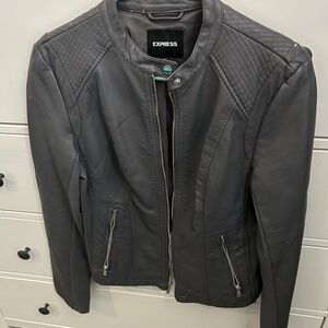 Express Charcoal Quilted Leather Jacket